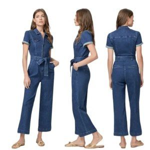 NWT PAIGE Anessa Jumpsuit Short Sleeve Belted Demin in Jelina